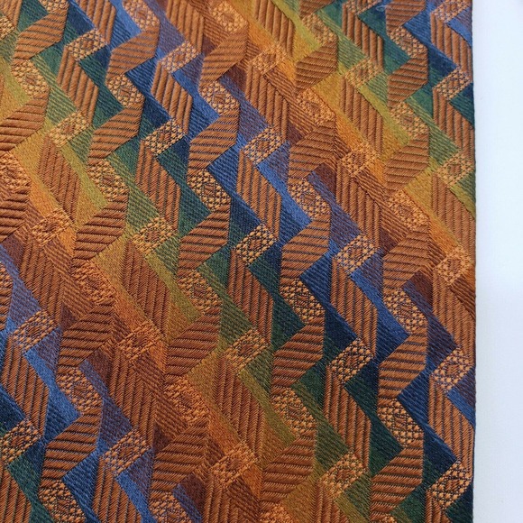 Holley's Abstract Design Multicolor Orange Blue 100% Seta Silk Neck Tie Quality - Picture 2 of 6